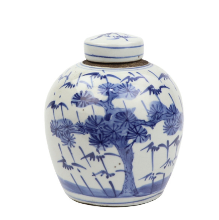 Blue And White Tiny Lid Mini Jar Plum & Pine