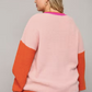 WOOL BLEND COLOR BLOCK SWEATER