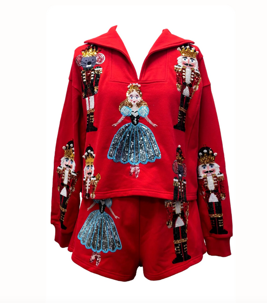 Red Nutcracker Ballet Collar Sweatshirt