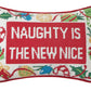 Naughty New Nice Embroidered Needlepoint Pillow