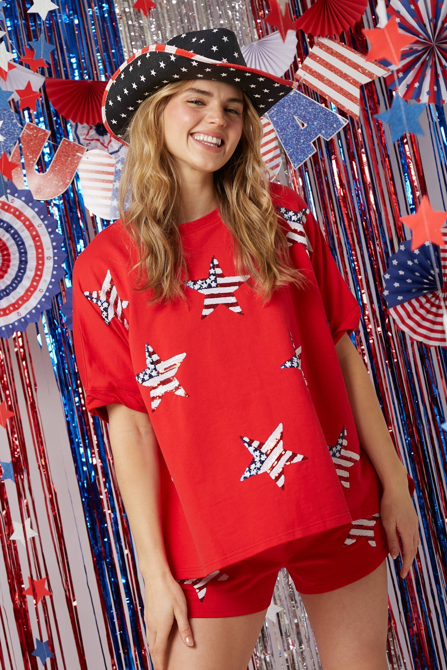 Sequin America Stars T-Shirt