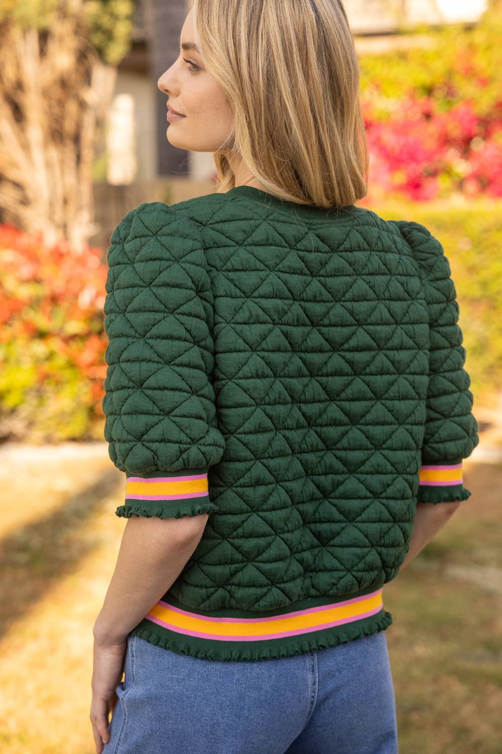 Quilted Knit Top: Green