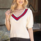 Multi Color Striped V Neck Sweater Top