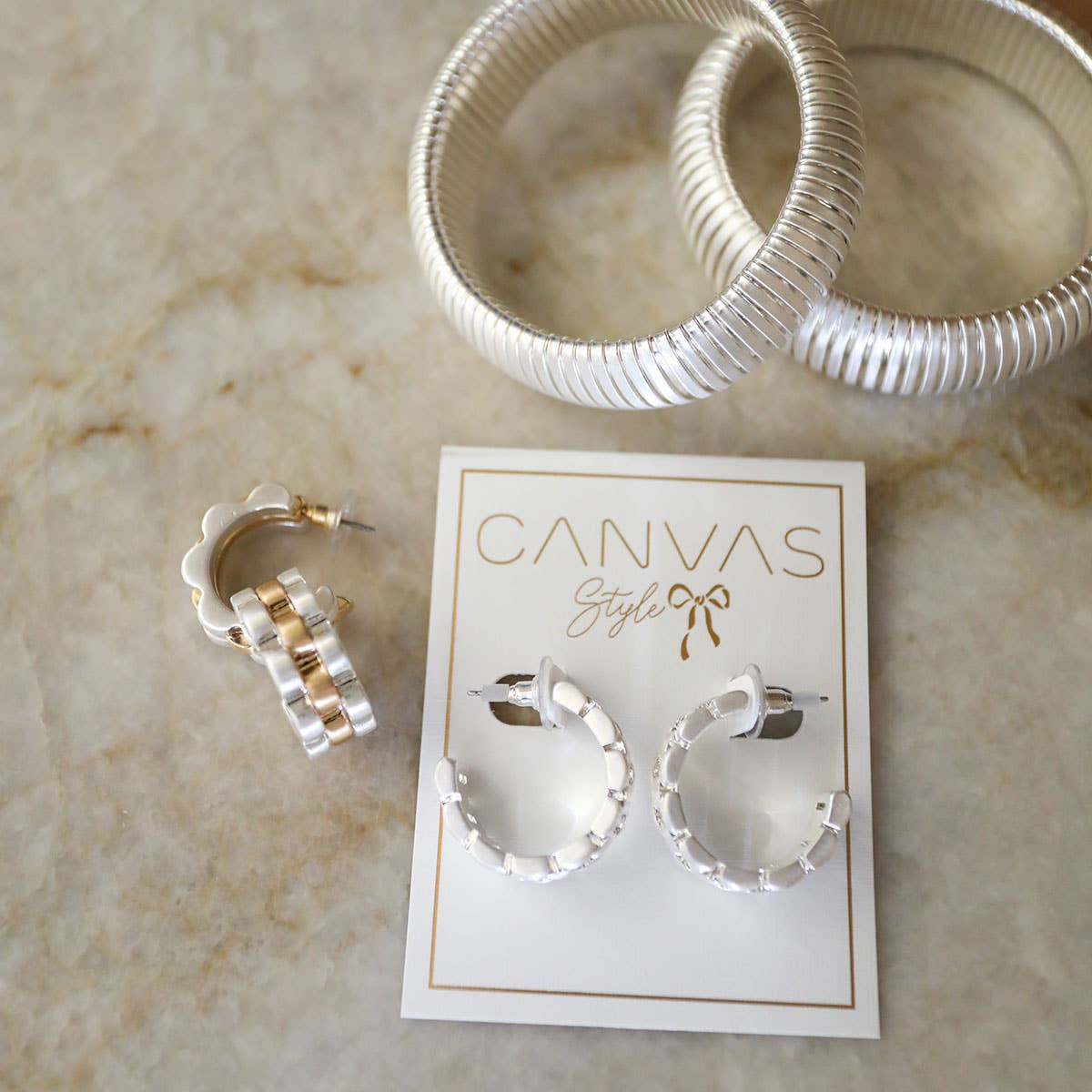 Carter Hoop Earrings in Satin Two Tone