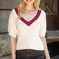 Multi Color Striped V Neck Sweater Top