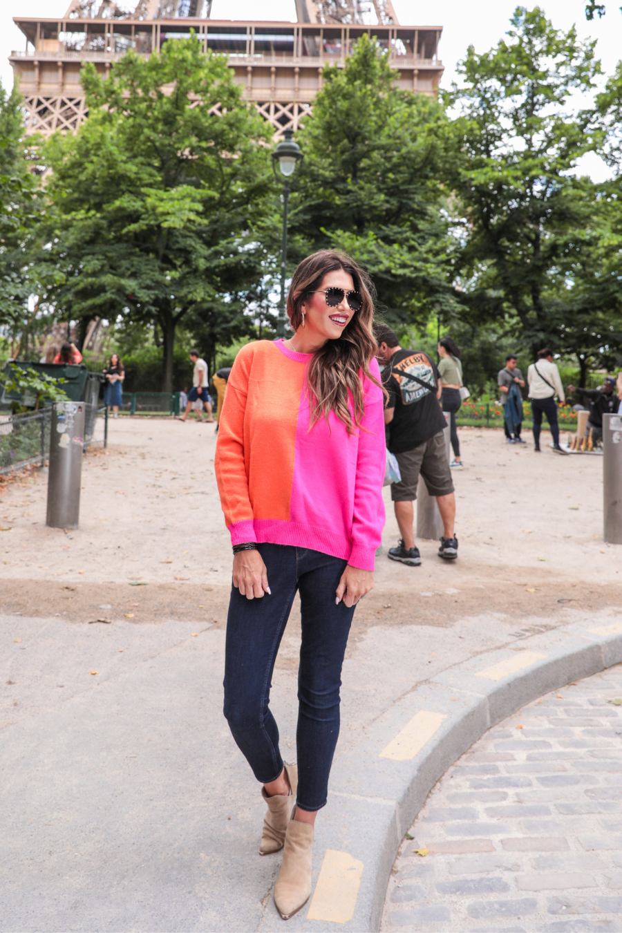 One And Only Two Toned Sweater: Pink/Orange