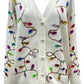 White Multi Jeweled Christmas Lights Sweater Cardigan