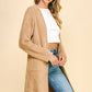 BRUSHED OPEN CARDIGAN - TAUPE