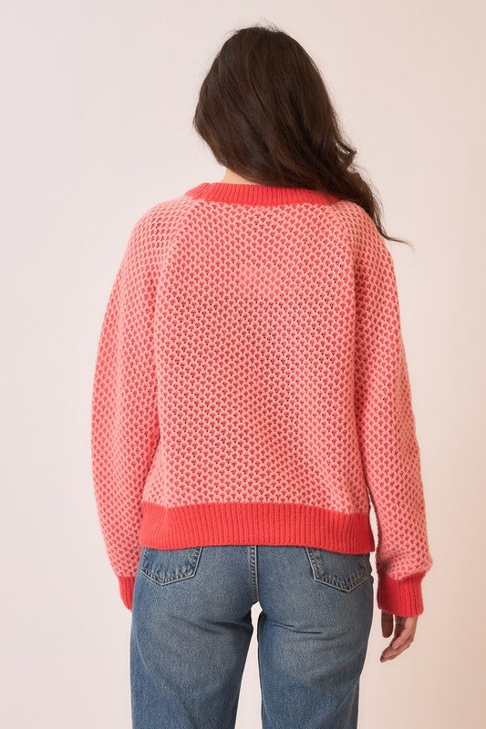 Coral Waffle Knit Sweater