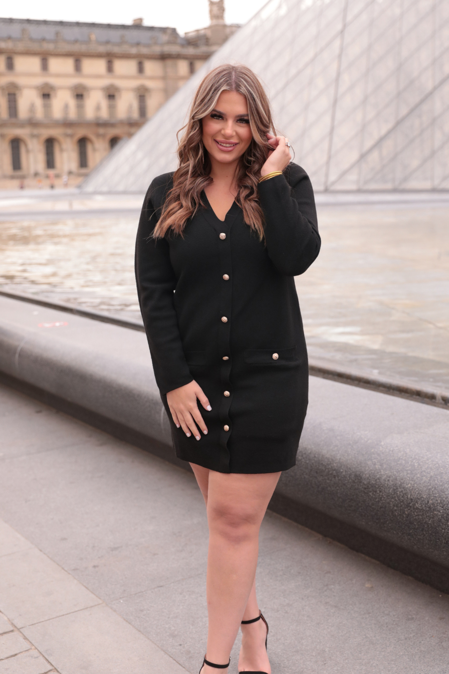 Paris Premier Sweater Dress: Black/White