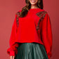 Christmas Bow Sequins Embroidery Sweatshirt