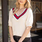 Multi Color Striped V Neck Sweater Top