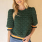 Quilted Knit Top: Green