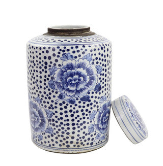 Blue and White Peony Tea Jar