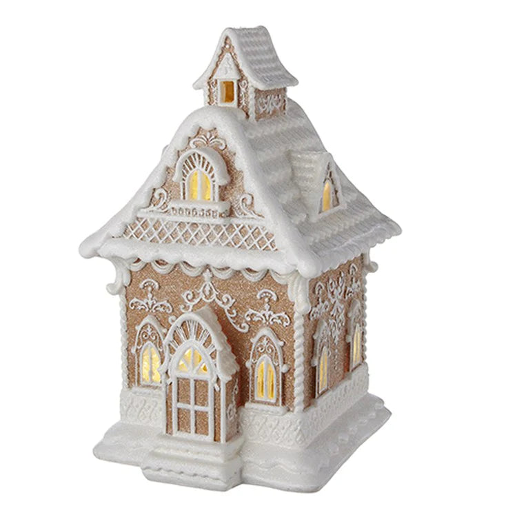 Holiday In Provence 13" White Icing Lighted Gingerbread House