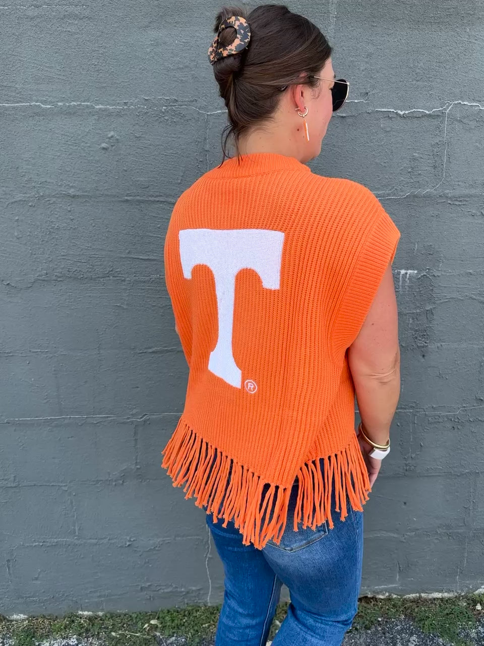 Orange & White GO VOLS Fridge Sweater Vest by Queen of Sparkles