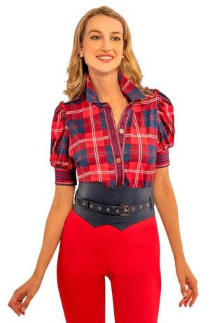 Puff Sleeve Top in Red Middleton Plaid by Gretchen Scott