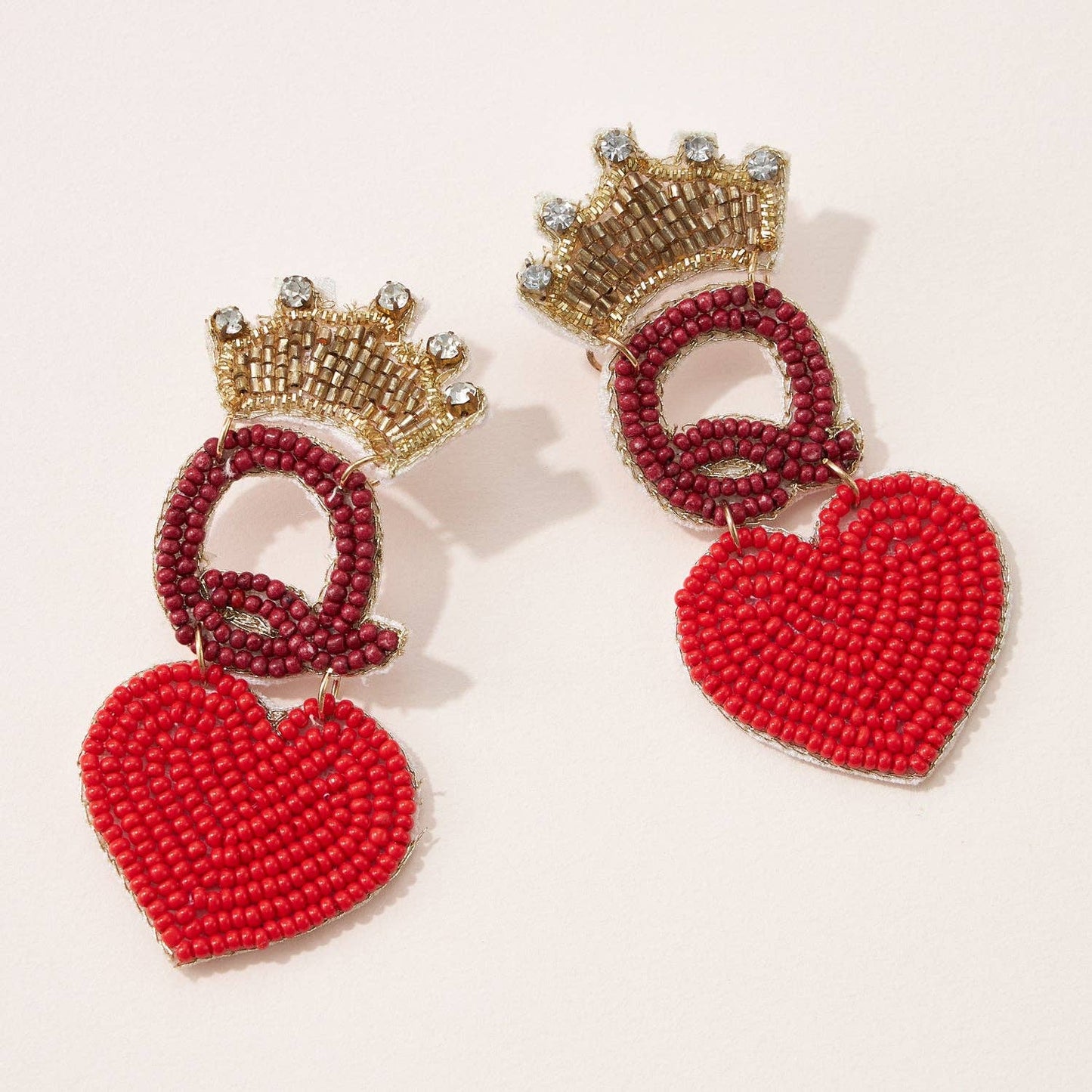 Queen of Heart Beaded Earrings