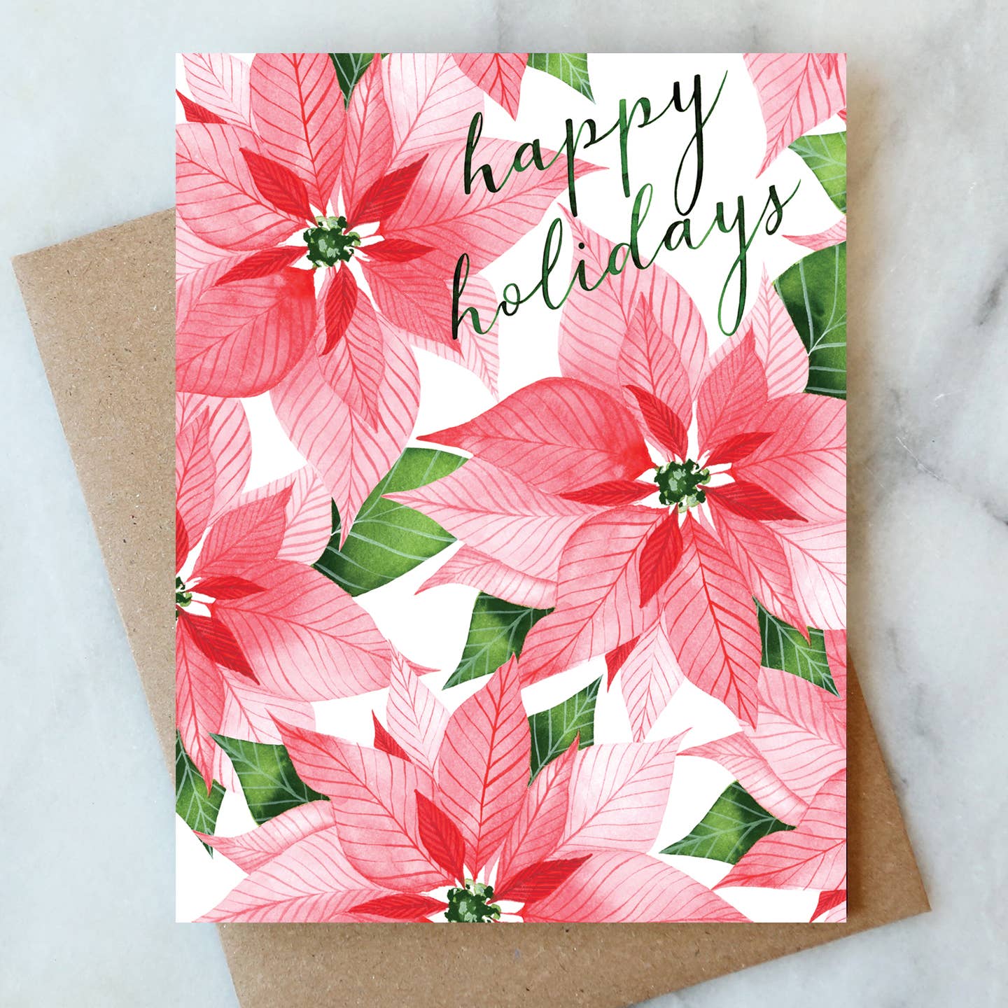 Poinsettia Happy Holidays Greeting Card | Christmas Holiday