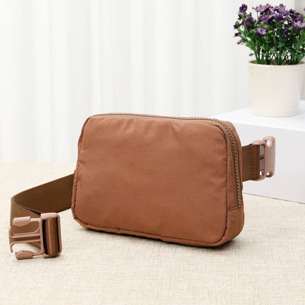 Water-Resistant Mini Sling Belt Bag- Taupe