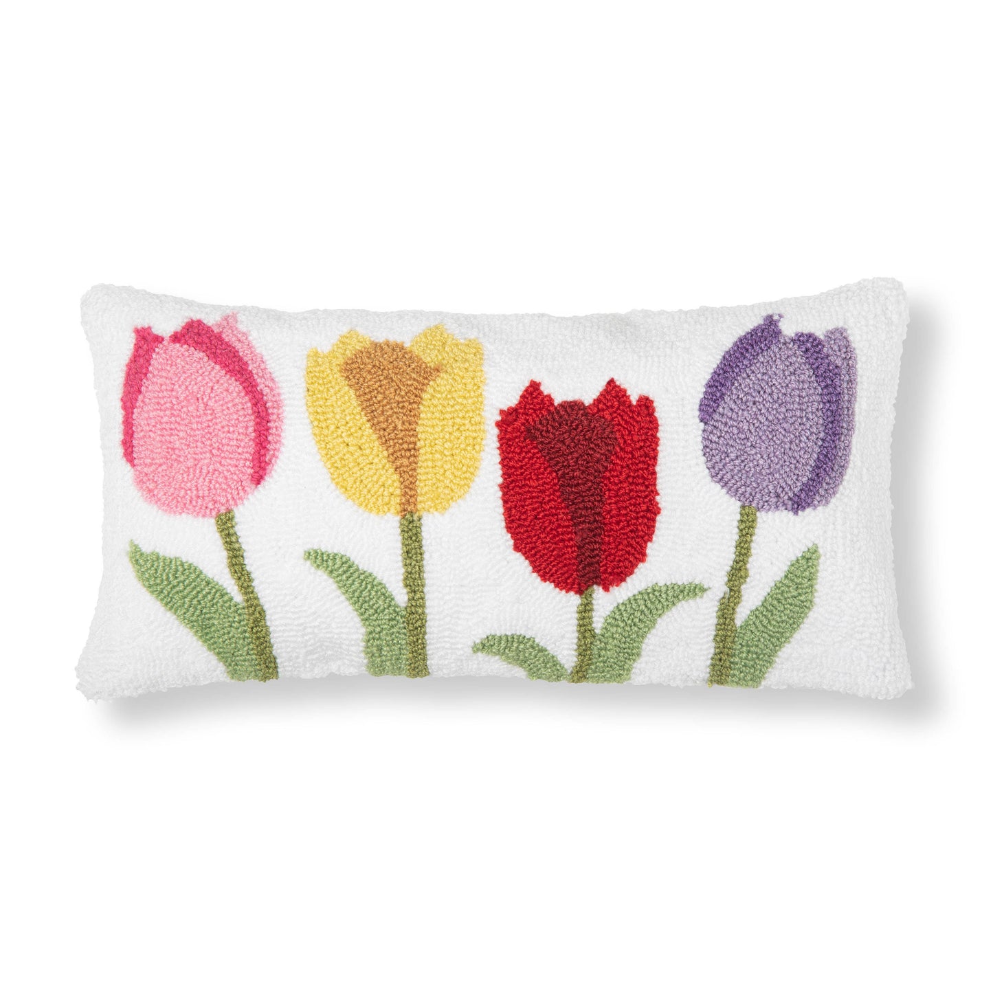 10" x 20" Tulip Garden Hooked Pillow