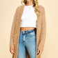 BRUSHED OPEN CARDIGAN - TAUPE