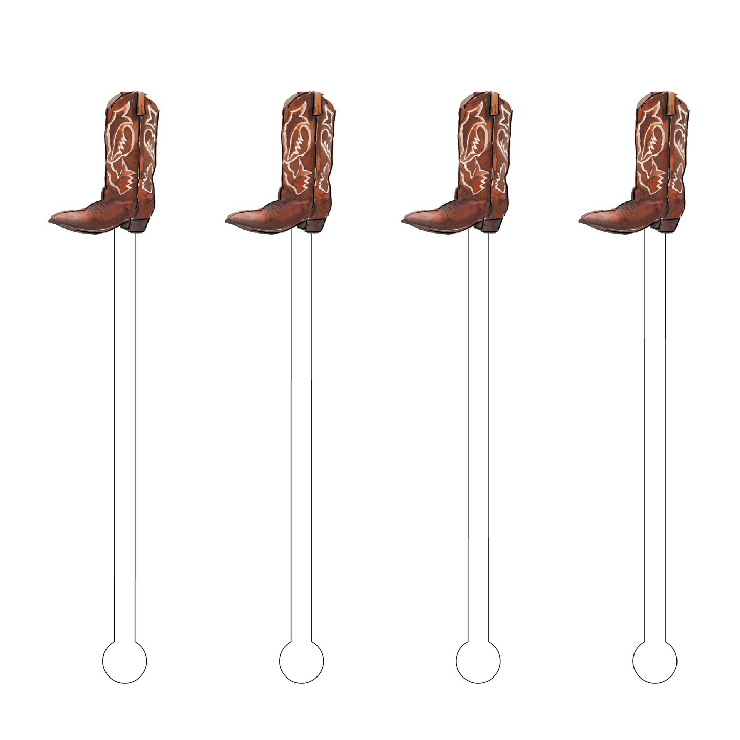 COWBOY BOOT ACRYLIC STIR STICKS