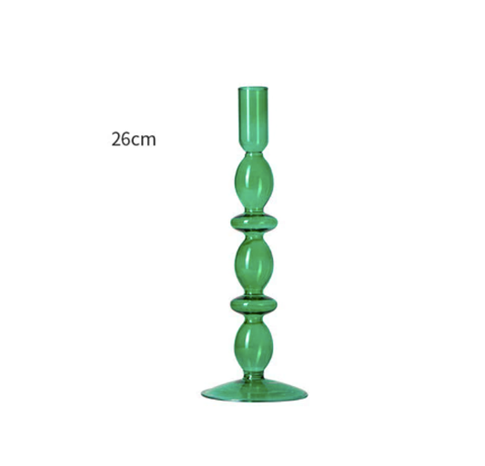 26cm Two Rings Glass Candlestick Holder