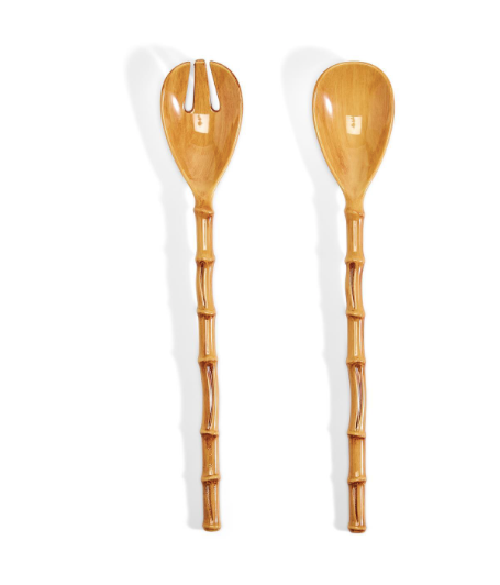 Set of 2 Bamboo Touch Accent Salad Servers (hand wash only) - 100% Melamine