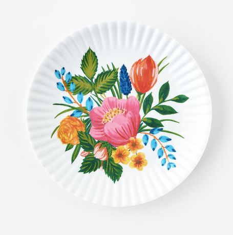 Floral "Paper" Dessert Plate