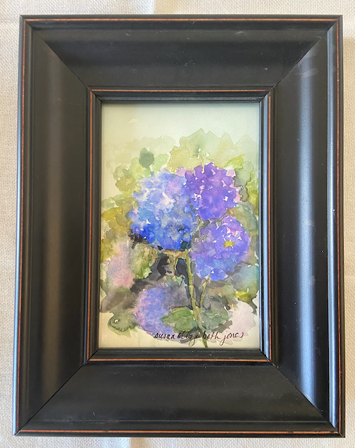 Blue Hydrangea Watercolor Painting 4 X 6