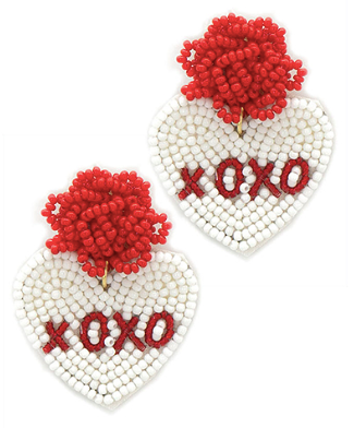 XOXO Heart Earrings - White