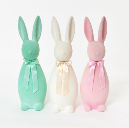 Flocked Pastel Button Nose Bunny - teal