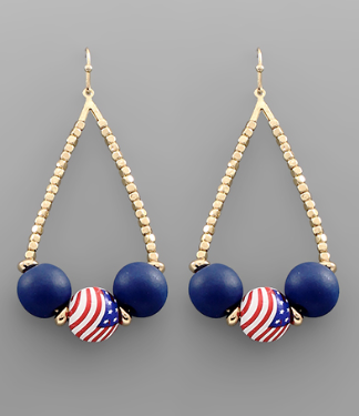 Patriotic Ball Triangle Earrings