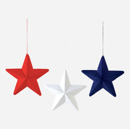Large Flocked Hanging Star - 3 Colors