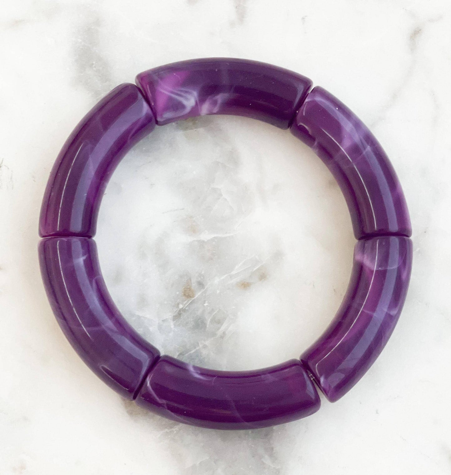 Marbled Purple Acrylic Bamboo Bangle Bracelet