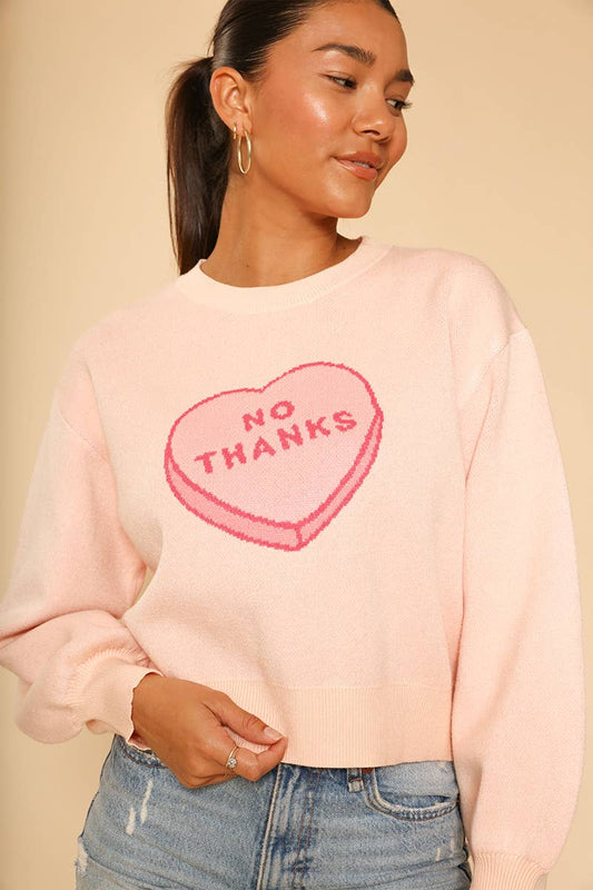 No thanks valentines sweater: Pink