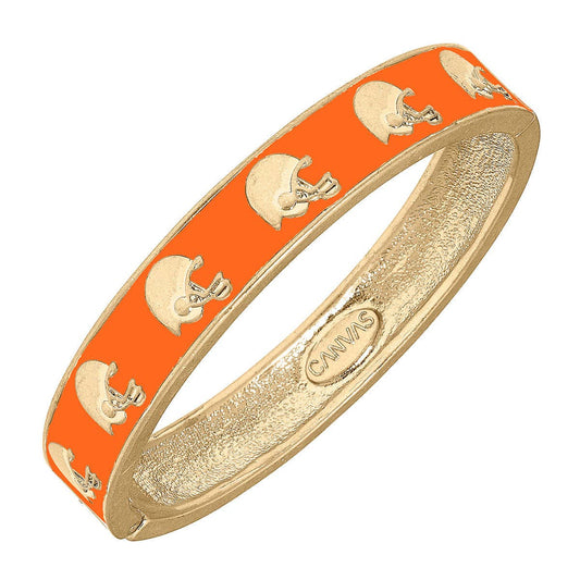 Game Day Enamel Football Helmet Hinge Bangle in Orange