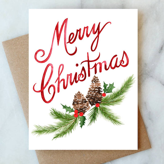 Pinecones Merry Christmas Greeting Card | Christmas Holiday
