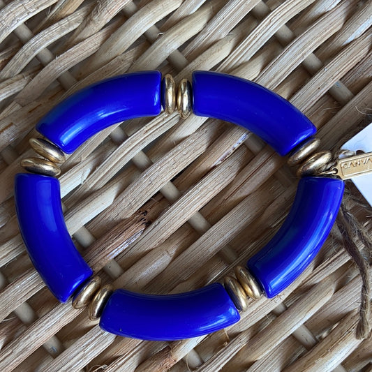 Lelani Disc Resin Stretch Bracelet in Blue